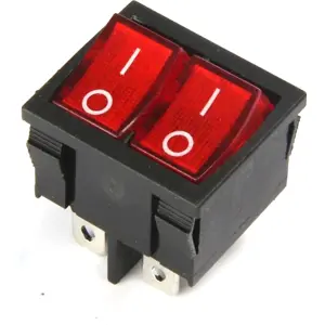 Interruptor basculante mini doble de 2 posiciones estables - ON-OFF - 250VAC 16A (4 pines) - luminoso rojo