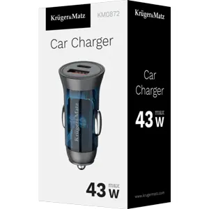 Carregador de Isqueiro (12..24VDC) USB-A QC + USB-C PD 43W- transparente - XO CC49
