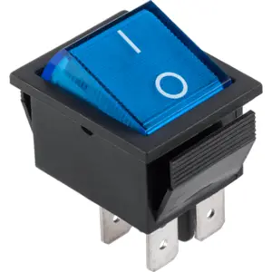 Interruptor basculante largo unipolar luminoso OFF-ON (I/0) SPST 250V 15A - Azul