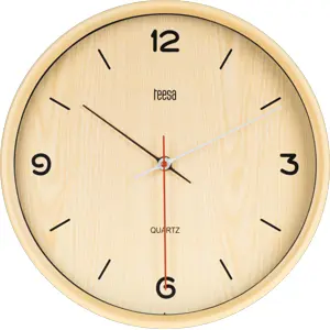 Relógio de parede analógico tipo Madeira ∅30x4cm - castanho claro