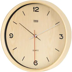 Relógio de parede analógico tipo Madeira ∅30x4cm - castanho claro