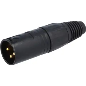 Ficha Cannon (XLR) macho 3 pinos para soldar cabo - metal preto