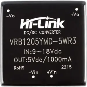 Conversor DC-DC galvanicamente isolado 12VDC (9~18V) -> 5VDC 1000mA 5W (saída regulada)