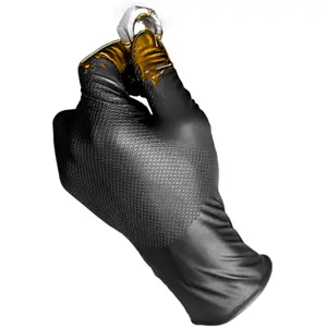 Luvas de Nitrilo descartáveis sem pó alta-resistência [50und.] - Preto - Size M (8)