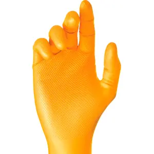 Luvas de Nitrilo descartáveis sem pó alta-resistência [50und.] - Laranja - Size L (9)