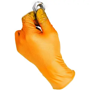 Luvas de Nitrilo descartáveis sem pó alta-resistência [50und.] - Laranja - Size L (9)
