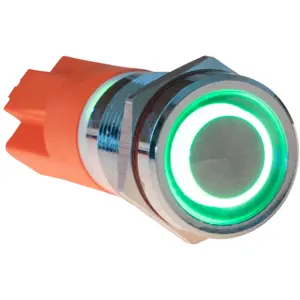 Interruptor de pressão anti-vandalismo SPDT ON-ON 250V/20A - Ø12mm c/ LED verde (5-24Vdc)