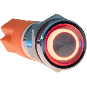 Interruptor de pressão anti-vandalismo SPDT ON-ON 250V/20A - Ø12mm c/ LED vermelho (5-24Vdc)