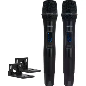 Sistema profissional de 2x microfones de mão sem fios + receptor UHF (ID Pilot + Diversity)