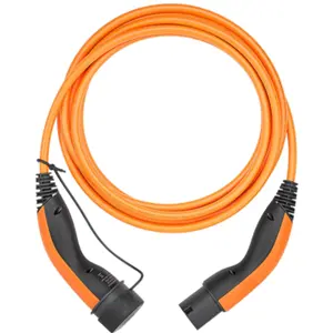 Cabo de carregamento trifásico para carro elétrico - Tipo2 20A (11kW) - IP55 - 5m Laranja