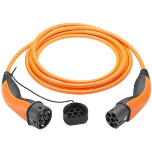 Cabo de carregamento trifásico para carro elétrico - Tipo2 20A (11kW) - IP55 - 5m Laranja