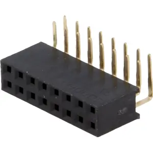 Barra de 16 pinos (2x8) fêmea 2.54mm 90º para PCB