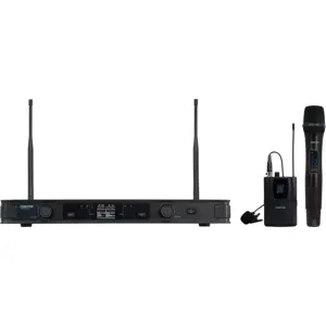 Sistema profesional de micrófono de mano inalámbrico + micrófono de solapa inalámbrico + receptor UHF (ID Pilot + Diversity)