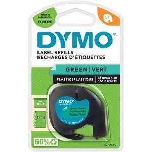 Fita de etiquetar LT 91204 em plástico [Preto sobre verde] - 12mm x 4m