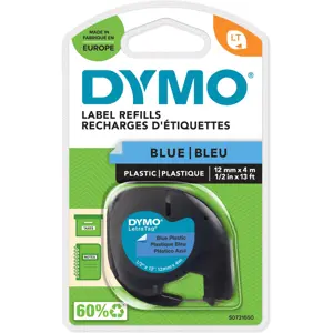 Fita de etiquetar LT 91205 em plástico [Preto sobre azul] - 12mm x 4m