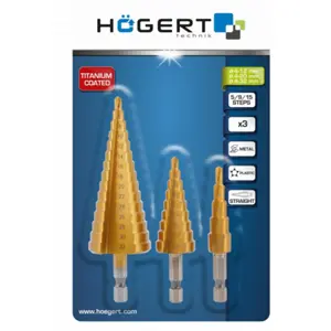 Kit de 3 brocas escalonadas HSS Ø4..32mm