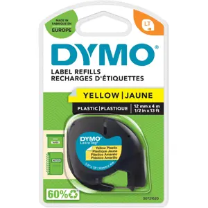 Fita de etiquetar LT 91202 em plástico [Preto sobre amarelo] - 12mm x 4m