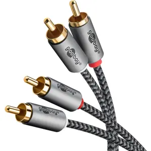 Cabo 2x RCA macho - 2x RCA macho c/ revestimento têxtil [Gold Plated] - 2m