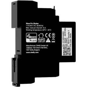 Módulo para automação de estores elétricos através de Z-Wave™ p/ calha DIN
