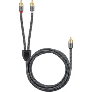 Cable 1x RCA macho a 2x RCA macho con revestimiento textil [Gold Plated] - 10m