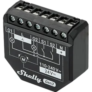 Módulo interruptor duplo para automação Wifi c/ controle de estores elétricos e medição de energia