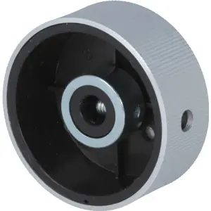 Botão de parafuso para potenciómetro [veio liso] c/ indicador Ø39x16mm - prateado