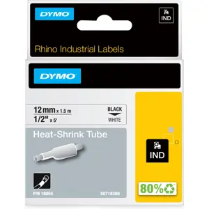 Tubo termoretrátil 3:1 RHINO 18055 p/ cabos 2.9..5.1mm [Preto sobre Branco] 12mm x 1.5m