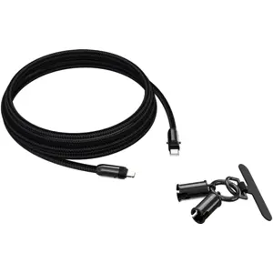 Cable lanyard de soporte de teléfono 2 en 1 USB-C ⇿ Lightning PD 27W - Negro - 1,2 m