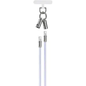 Cabo colar (lanyard) de suporte de telemóvel 2-em-1 USB-C ⇿ USB-C 60W - Rosa - 1.2m