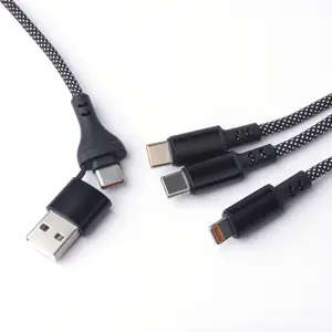 Cabo USB ALL-in-1 USB-A + USB-C ⇿ Lightning + 2x USB-C - PD 66W - Preto - 1.0m