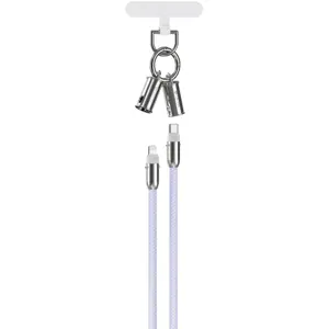 Cabo colar (lanyard) de suporte de telemóvel 2-em-1 USB-C ⇿ Lightning PD 27W - Rosa - 1.2m
