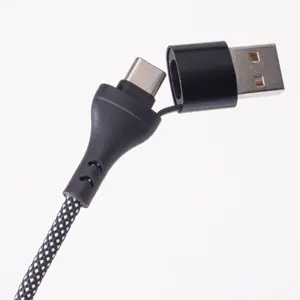 Cabo USB ALL-in-1 USB-A + USB-C ⇿ Lightning + 2x USB-C - PD 66W - Preto - 1.0m