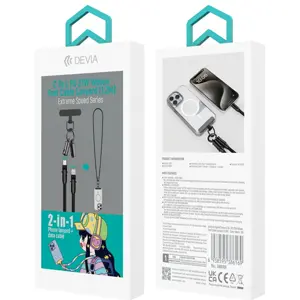 Cabo colar (lanyard) de suporte de telemóvel 2-em-1 USB-C ⇿ Lightning PD 27W - Rosa - 1.2m