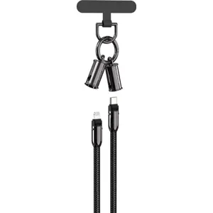 Cable lanyard de soporte de teléfono 2 en 1 USB-C ⇿ Lightning PD 27W - Negro - 1,2 m