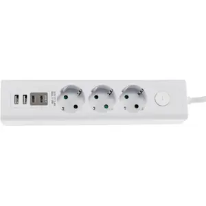 Bloco de 3 tomadas c/ 2xUSB-A + 2xUSB-C + interruptor - cabo (3x1.5mm²) 1.5m