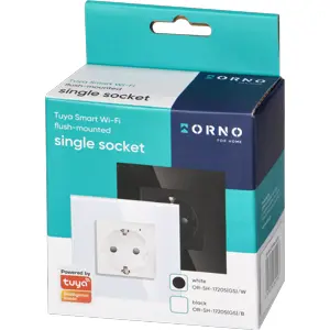 Tomada inteligente Schuko de embutir WiFi 2.4GHz (compatível c/ TUYA) - Branco
