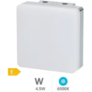 Aplique cuadrado para WC con LED 230VAC 4W 6500K IP44 - 75x75x35mm