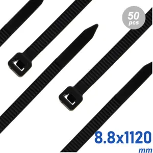 Abraçadeiras de fivela Anti-UV - 8.8 x  1120mm - preto - [50 unid.]