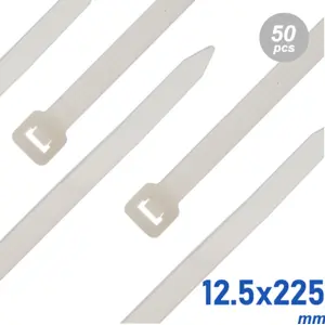 Abraçadeiras de fivela - 12.5 x 225mm - branco - [50 unid.]