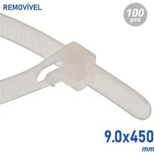 Abraçadeiras de fivela REUTILIZÁVEL - 9.0 x 450mm - branco - [100 unid.]