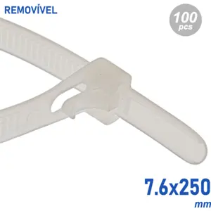 Abraçadeiras de fivela REUTILIZÁVEL - 7.6 x 250mm - branco - [100 unid.]