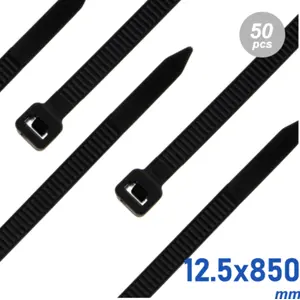 Abraçadeiras de fivela Anti-UV - 12.5 x 850mm - preto - [50 unid.]