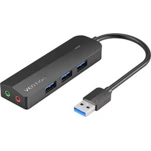 Hub USB-A 3.0 de 3 portas USB-A + Micro-USB c/ placa som integrada (micro+phones)