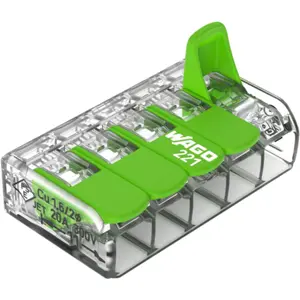 Ligador Rápido 5 ligações (0.2...4mm²) c/ patilhas - ECO [verde]