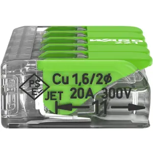 Ligador Rápido 5 ligações (0.2...4mm²) c/ patilhas - ECO [verde]