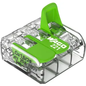 Ligador Rápido 3 ligações (0.2...4mm²) c/ patilhas - ECO [verde]