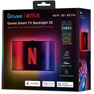 Luz de fundo inteligente para TV (55-65'') RGBIC+W c/ câmara de captura de cores - Edição Netflix