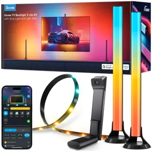 Luz de fundo inteligente para TV (55-65'') RGBIC+W c/ câmara de captura de cores + 2 barras de 38cm