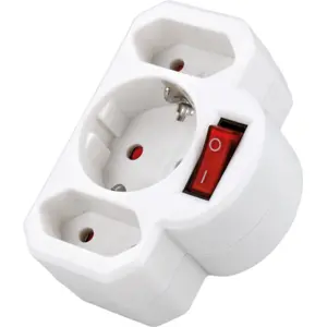 Ficha schuko p/ dupla Europeia + Schuko 250V 16A 3680W com interruptor