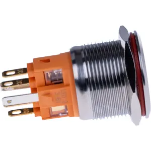 Interruptor de pressão anti-vandalismo DPST NO+NC 250V/7A - Ø22mm c/ LED vermelho (3-8Vdc)